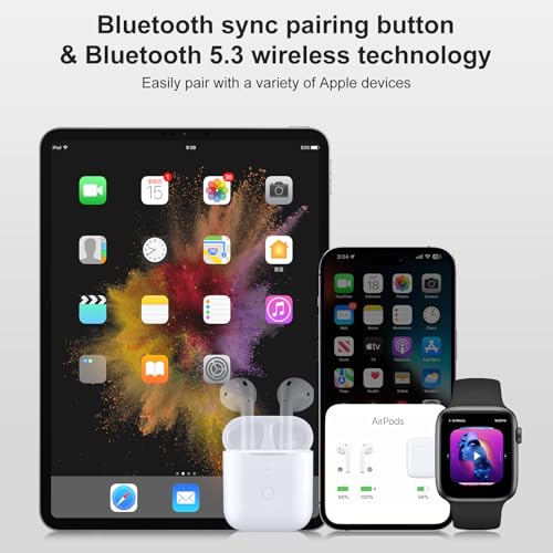 Image of Wireless Charging Case Replacement Compatible with AirPod 1st & 2nd Generation, Air Pod 1 2 Charger with Bluetooth Pairing Sync Button,No Earbuds