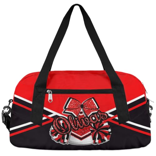 Personalized Cheerleader Bag Dance Bag for Girl, Custom Gym Bag Sport Duffel Bag, Weekender Bags Travel Duffel Bag Cheerleader Glitter Red