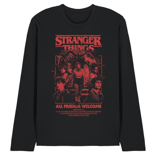 T-shirt Stranger Things manche longue noir imprimé Mindflayer horreur pour fan de série SF