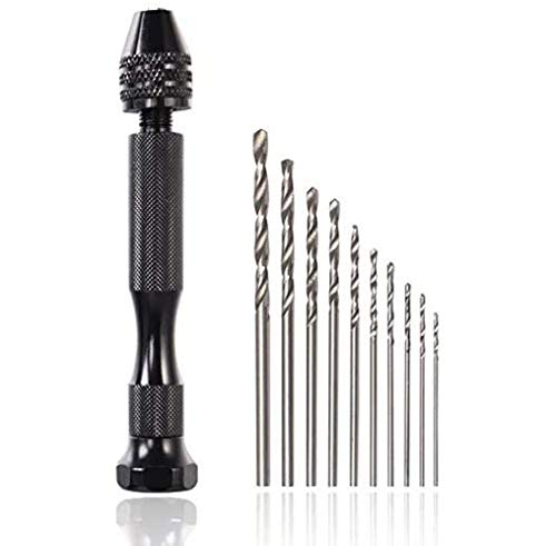 Wolfride ハンドドリル ピンバイス 木工ドリルビット 10本1-3mmドリルビット マイクロドリル 穴あけツール 手動ドリル 小型 DIY工具 掘削 電子組立 工具製造 穴あけ 宝石彫刻 木工 11本セット