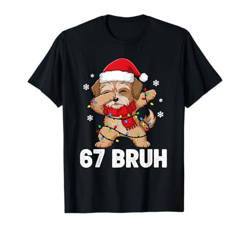 67 Bruh Six Seven Meme Cute Morkie Dog Lover Christmas Kids T-Shirt