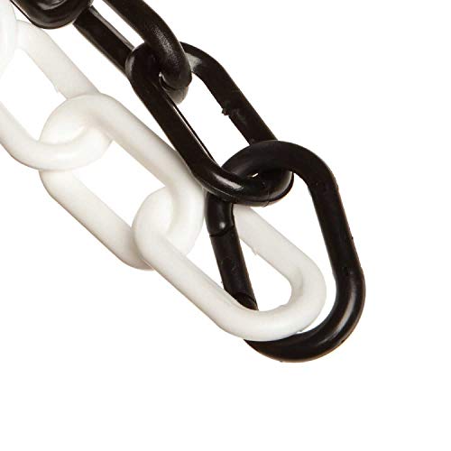 Mr. Chain Cadena de barrera de plástico, color negro y blanco, diámetro de enlace de 2 pulgadas, longitud de 100 pies (50020-100)