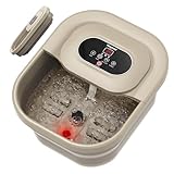 Heycool Collapsible Foot Spa with Heat, Bubble, Temperature Control, Foot Spa Bath Massager with 8 Massage Rollers, Pumice Stone, Pedicure Foot Bath for Relaxation,Stress Relief