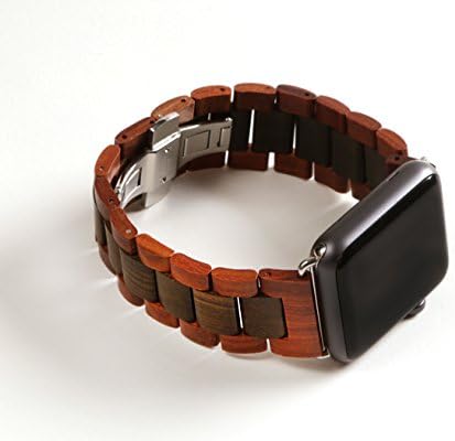 KoolBands Unique Luxury Handmade Wooden Watch Band with 2 Extra Wood Links and Tool for 42mm Apple Watch 1 and Apple Watch 2 (Red & Black)