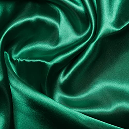 Tissu satiné soyeux émeraude de haute couture pour robes de mariée de prestige