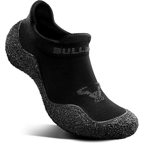 BULLIANT Men Slipper Socks,Grip Socks Hiking Water Shoes Barefoot Shoes for Men Outdoor Walking Exercises(Black/Dark Gray-14 Women/12 Men) Cover