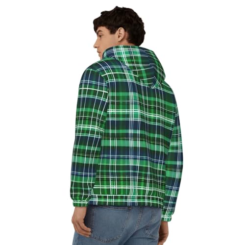 Sweat à capuche zippé finitions soignées en polyester doux écossais