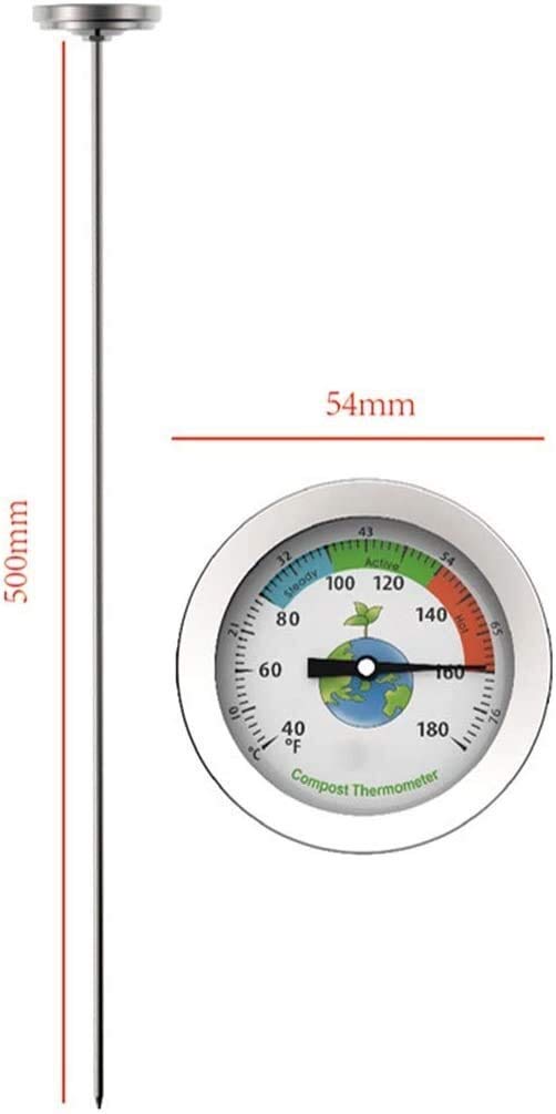 Termómetro de Suelo de Acero Inoxidable portátil Termómetro de Suelo Celsius Medición de jardín Patio 40-180 Dial Temperatura Duradera