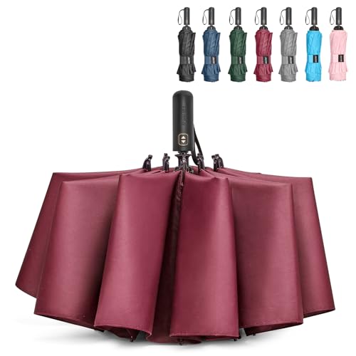 Image of G4Free 62 Inch Large Golf Umbrella Compact Reverse Travel Umbrella 10 Ribs Windproof for Rain Double Canopy Automatic Open Close