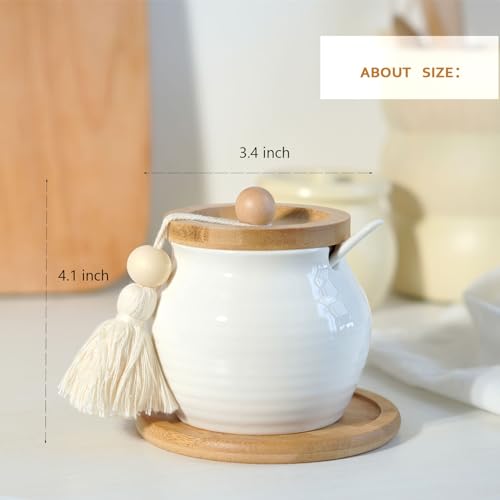 Sdali Home SB002 Sugar Bowl With Lid And Spoon,White Ceramic Sugar Container thumb #3