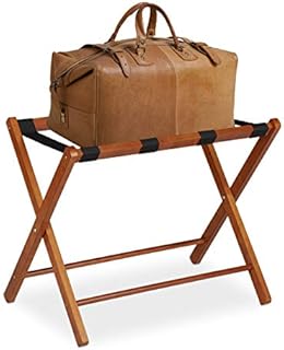 Relaxdays Folding Luggage Rack, Suitcase, 44 x 66 x 54.5 cm, Wooden, Valet Stand for Home & Hotel, Natural, 1 Piece