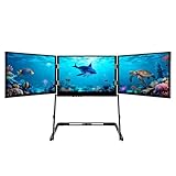 triple screen floor stand 【Solution de productivité multi-écrans】Cette extension d'écran triple pour ordinateur portable permet de réaliser simultanément plusieurs tâches (travail, visioconférence, études) et de gagner en efficacité en réduisant le nombre d'onglets. Idéale pour les professionnels, les joueurs et les créateurs à la recherche d'un multitâche fluide.
