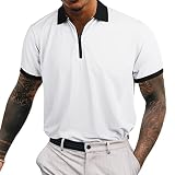 Suwangi Men's Zipper Polo Shirt Quick Dry Short Sleeve Golf Shirts Performance Moisture Wicking Casu