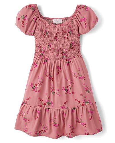 The Children's Place,Girls,Short Sleeve Everday Dresses,Flora Smocked,Medium