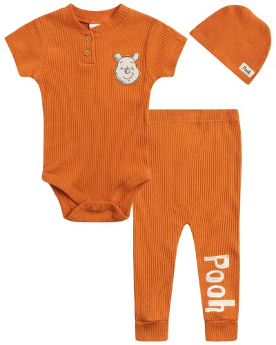 Image of Disney Baby Boys' 3 or 4 Piece Layette Set - Bodysuit, Pants, Hat, Booties - Mickey Mouse, Toy Story, Pooh (0-9M)
