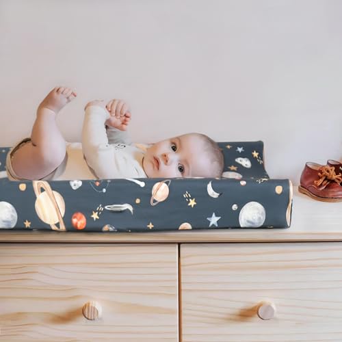 Image of GRSSDER Stretch Ultra Soft Jersey Knit Changing Pad Cover Set 2 Pack, Change Table Pad Covers Fit 32 inch /34 inch x 16 inch Pads Safe and Snug, Space Print for Boys and Girls