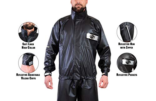 ALBA Waterproof Rain Suit for Motorcycles (Medium) (Black) - Thumbnail 3