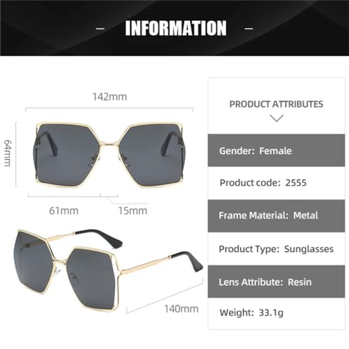 Gradient Oversized Square Sunglasses Women Hollow Lens Vintage Alloy Sun Glasses Female Green Shades UV4002