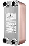 AB Plate Heat Exchanger, 3"x8" 40 Plates Water To Water Heat Exchanger, Copper/SS316L Stainless Stee