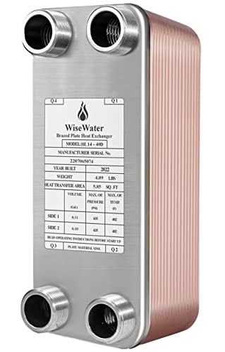 Ab Plate Heat Exchanger, 3"X8" 40 Plates Water To Water Heat Exchanger, Copper/Ss316L Stainless Steel Brazed Plate Heat Exchanger For Floor Heating, Water Heating, Snow Melting #TOP26