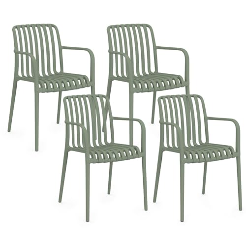 IDMarket - Lot de 4 chaises de Jardin empilables Bilbao en polypropylène Vert