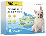 Wowflash 100 Count Dog Belly Bands for Male Dogs, Male Dog Diapers Disposable, Leakproof Dog Wraps with Wetness Indicator, Breathable Quick-Dry, Secure Fit for Doggy Puppy Training, Small