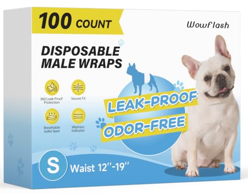 Image of Wowflash 100 Count Dog Belly Bands for Male Dogs, Male Dog Diapers Disposable, Leakproof Dog Wraps with Wetness Indicator, Breathable Quick-Dry, Secure Fit for Doggy Puppy Training, Small