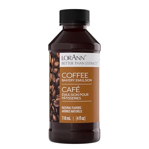 LorAnn Oils Coffee Bakery Emulsion: True Essence, Ideal for Boosting Fruit Tones in Cakes, Cookies & Desserts, Gluten-Free, Keto-Friendly, Extract Substitute Essential for Your Kitchen, 4 Oz