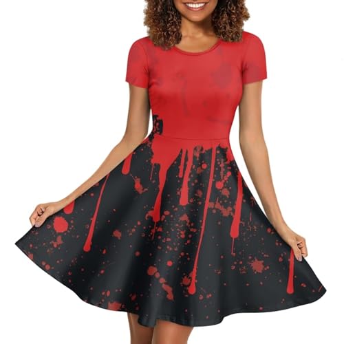 Image of AFPANQZ Womens Casual Summer Lightweight Vintage Dress Short Sleeve Midi Dress Knee-Long Luxury Formal Dress