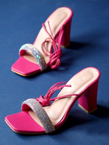 Image of TRYME Alluring and Voguish Block Heel Light Weight Comfortable & Trendy Party Heels for Girls & Women