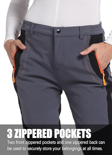 Women's Snow Ski Pants Fleece Lined Winter Outdoor Waterproof Insulated Warm Softshell Hiking Cargo Pants2
