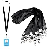 Zykra 20 Piezas Cuelga Llaves Cuello Negro 2 cm Ancho, 47 cm Lanyard Llaves, Cordones de Insignia para Cuello, Cinta para Llaves al Cuello Para Identificación, Insignias, Llaves, Empleados