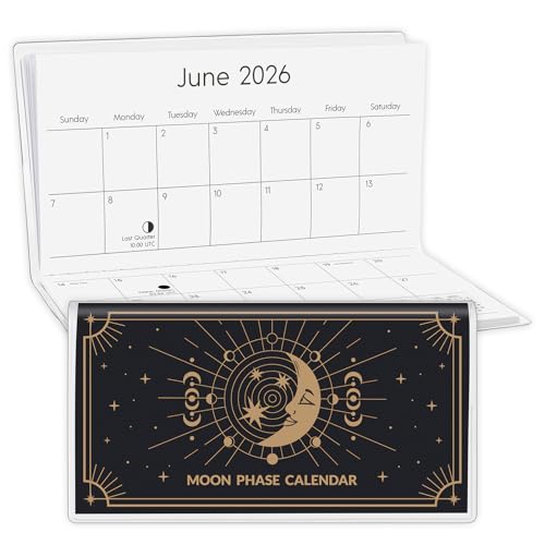 KONVINIT Pocket Calendar 2025-2026, Moon Phase Monthly Planner 3.5”×6.5” -