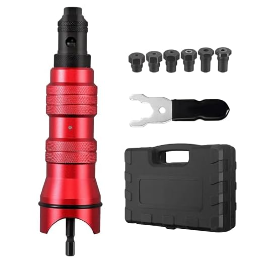 JUSTOOL Remachadora Taladro Adaptador de Pistola Remachadora con 6 Cabezales Intercambiables de 2.4/3.2/4.0/4.8/6.0/6.4 Remachadora Eléctrica Taladro con Llave Caja de Transporte