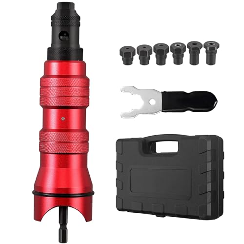 JUSTOOL Remachadora Taladro Adaptador de Pistola Remachadora con 6 Cabezales Intercambiables de...