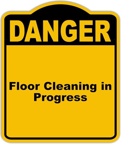 Floor Cleaning in Progress Danger Yellow Black Aluminum Composite Sign 20 x 24 inches