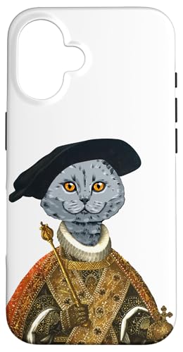 « British Shorthair Cat Regal Portrait in a Historique Costume » Coque pour iPhone 16