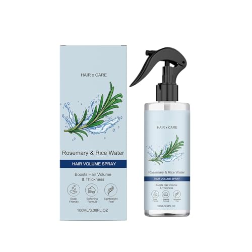 Spray para el pelo de romero, grueso con agua de arroz, cuidado de la piel y el cabello, promueve el crecimiento del cabello, fortalece el cabello, proporciona y engrosa de forma natural, no reasy (1