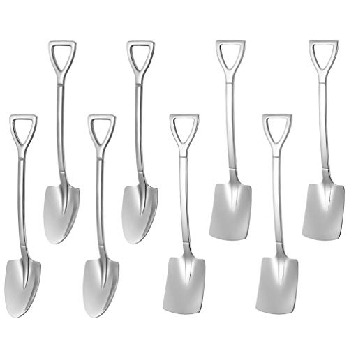 Cabilock Conjunto de 8 peças de colheres de pá de aço inoxidável para sobremesa colheres de café cri