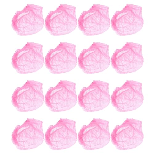 CLISPEED Gorros Desechables de Malla No Tejida para Cabello Redecillas Desechables Cabello Color Rosa Tamaño 21 Pulgadas 100 Unidades Transpirables y Aptos para Uso Hospital Salón de