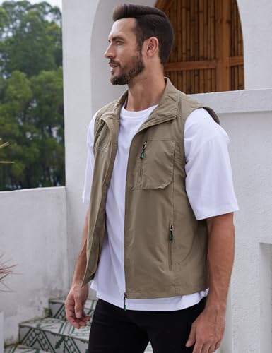 Image of Gihuo Men's Fishing Vest Utility Vest Casual Outdoor Quick Dry Safari Travel Golf Vest Work Vest