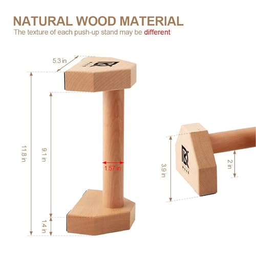 Image of Push Up Stand Wooden with Non-Slip Base for Exercise Home Gym Workout Equipment Men and Women | Wooden Parallettes Handle EASY TO USE