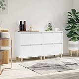 festnight credenze 2pz, credenza soggiorno, mobile cucina, mobile cucina dispensa, madie e credenze, madia moderna, bianche 60x35x70 cm in legno multistrato