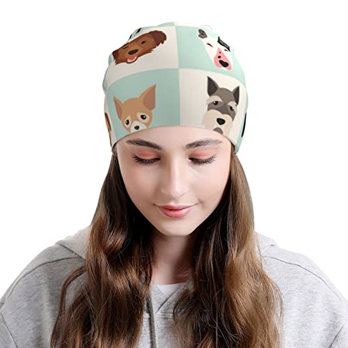 Dog Icon Printing Slouchy Beanie For Men Women Soft Stretch Knit Slouchy Beanie Hat Hip-Hop Cap Black #TOP5