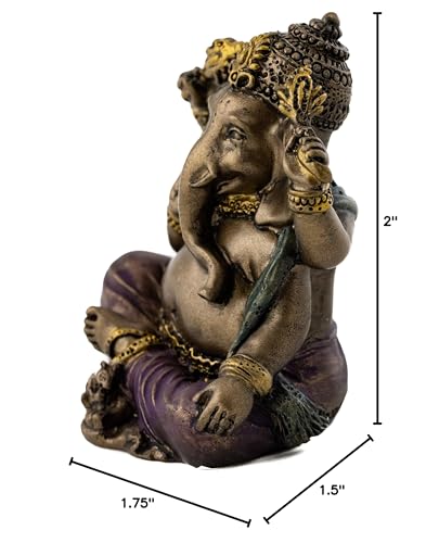 Mini Estatua de Ganesh en Bronce Frío 2 pulgadas miniatura 6