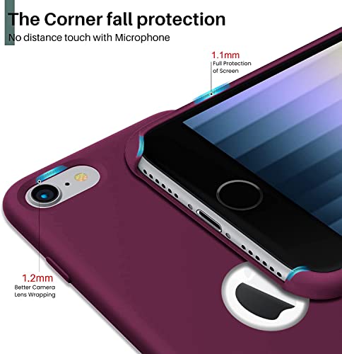 Image of VONZEE Liquid Silicone Soft Back Cover for iPhone 7 Case, Shockproof Slim Camera & Full Body Protection Non Yellowing Cover with Microfiber Lining & Logo Cut (4.7 Inch) -Wine Red