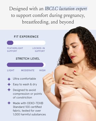 Image of Bodily Effortless Pull Down Nursing Bra for Maternity & Breastfeeding | Wireless Breastfeeding Bra, Soft, Stretch Fabric for Pregnancy & Postpartum Wear, OEKO-TEX Standard 100 Certified Fabric