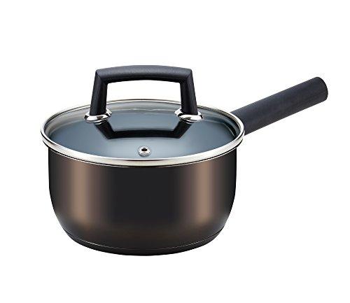 ベストコ IHソースパン 16cm ステンレス3層底ふっ素樹脂加工 クリアーブラック グローリエ ND-3891