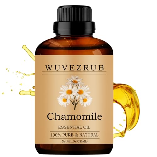 Wuvezrub Chamomile Essential Oils 240ML, 100% Pure and Natural Essential Oil for Aromatherapy Diffuser - 8 Fl Oz/Chamomile