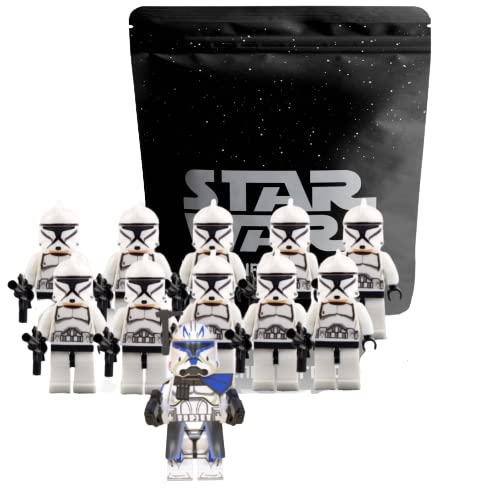Captain Rex and Clone Trooper Combat Team - 11/pcs Army Set : 1 Captain Rex and 10 White Clone Troopers Figures- The Clone Wars Battle